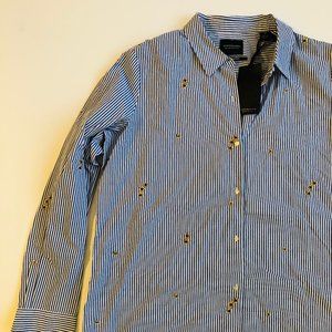 Scotch and Soda Striped & Embroidered Blouse. XL